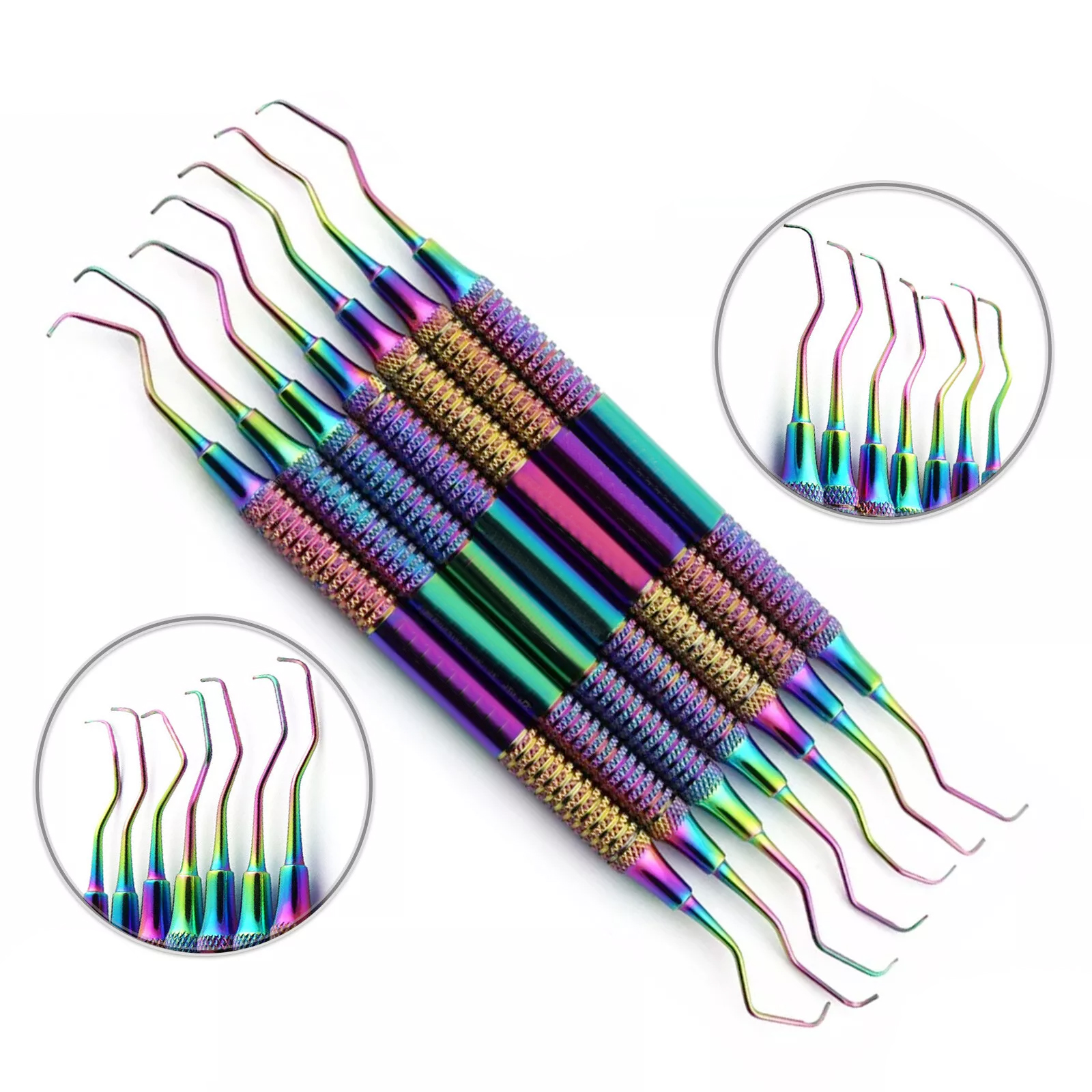 Imagen de Curetas dentales Gracey - Juego de 7 - Mango hueco Multicolor multicolore
