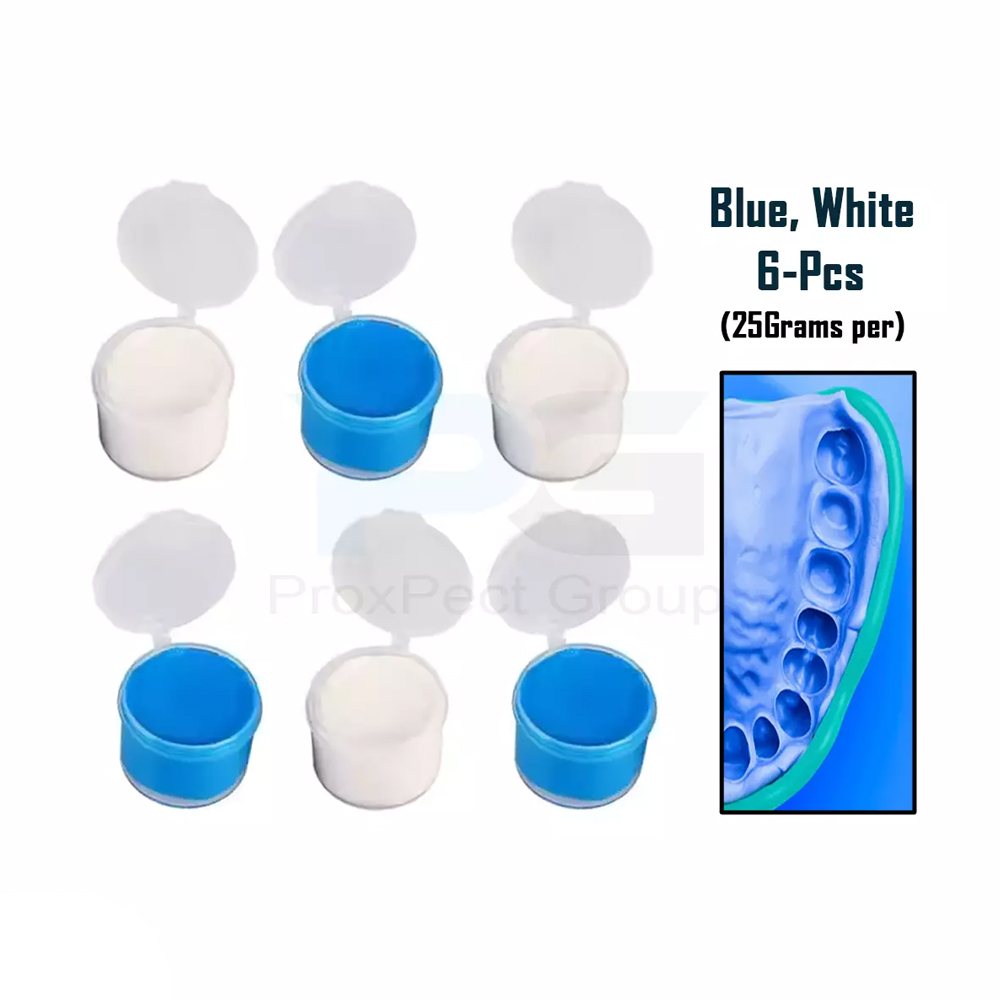Imagen de Masilla para impresiones dentales, 25 g, azul y blanca, 3 pares